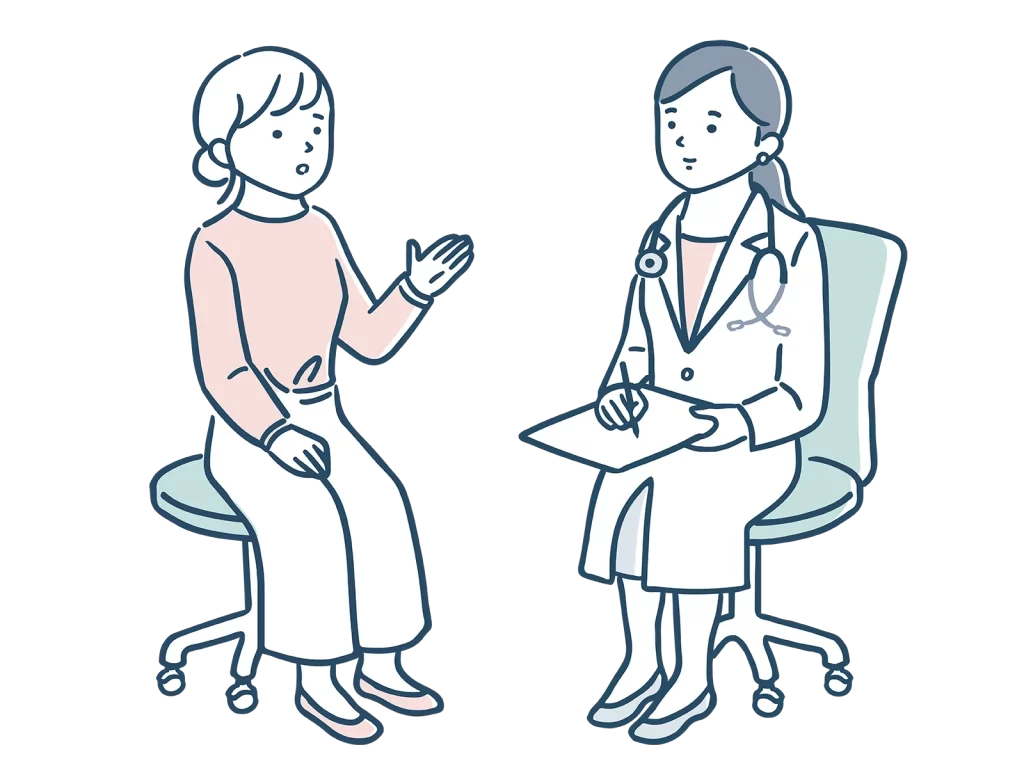 女性医師と患者のイラスト
